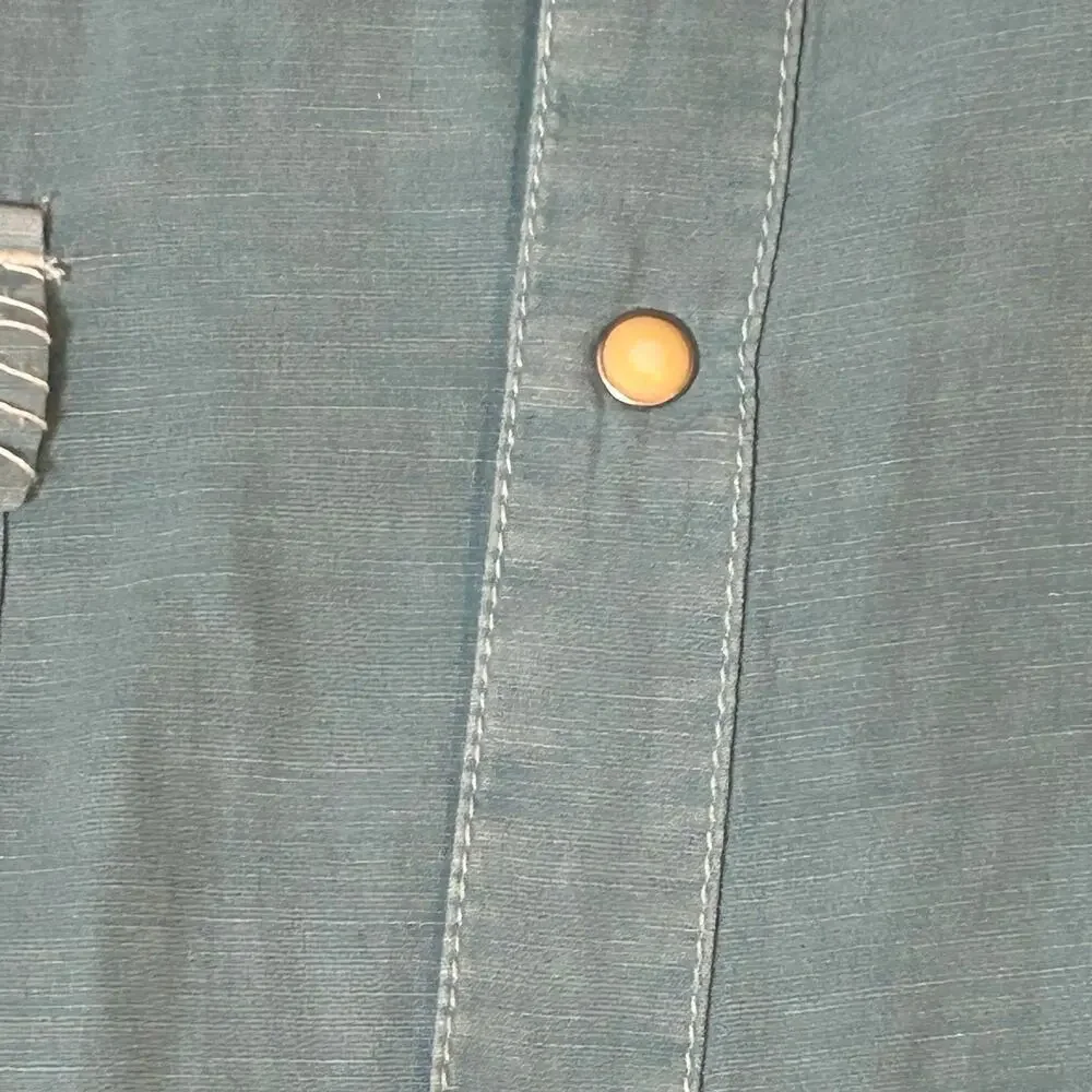 Ryan Michael men's silk linen blend turquoise snap button western shirt XL - Picture 4 of 12